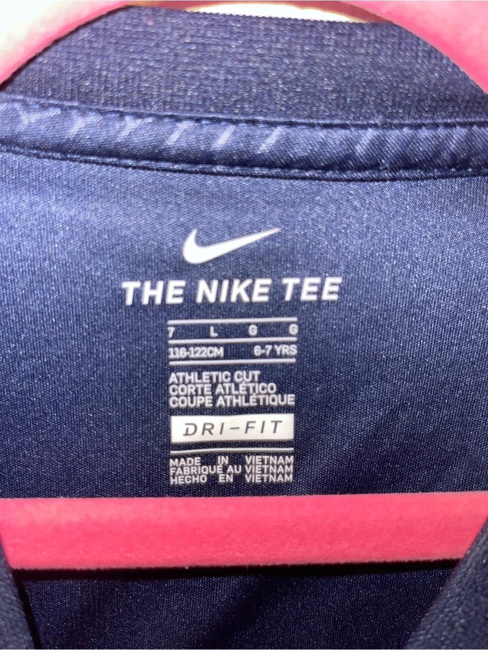 Nike 6-7 years boys dri-fit long sleeve blue red shirt just do it